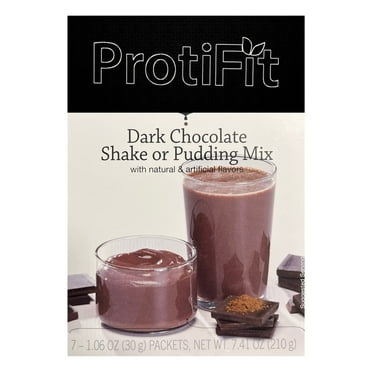 Proti Fit High Protein Pudding/Shake Mix, 15g Protein, Low Calorie, Low Fat, Low Carb, Aspartame Free, Meal Replacement Drink, 7 Servings Pack (Dark Chocolate)