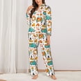 thumbnail image 2 of Salouo Fall Pumpkins And Sunflowers Pattern Women's Pajamas Set Long Sleeve Button Down Sleepwear Soft Pj Lounge Sets for women 2 Piece Pjs Set with Long Pants-Small, 2 of 7