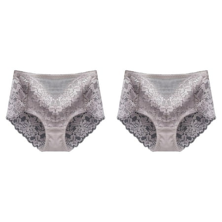(2-Pack) Rinsvye Women s Mid High Waist High Women Underwear Sexy Lace Panties Seamless Silk Thong Brief Briefs Women S Underwear Briefs Cotton Womens Trunks Underwear Womens Panties Bikini Nylon