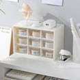 thumbnail image 6 of Bathroom Organizers and Storage, Makeup & Desk Organizer, Small Drawer Organizer for Desk, Desktop Drawer Organizer with 9 Clear Drawers, Plastic Desktop Storage Drawers 7.1" x 3 .9" x 4.7", White, 6 of 8