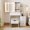 White, variant on White Vanity Set with Sliding Touch LED Mirror & Power Station, 3 Light Modes 4 Drawers Hidden Storage, PU Leather Stool for Bedroom Dressing Room Apartment