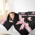 thumbnail image 3 of Manfei Pink Princess Bow Knot Queen Comforter Set,Cute Polka Dot Letter R Comforter Sets Queen,Black Reversible,3 Pieces,1 Comforter and 2 Pillowcases, 3 of 7