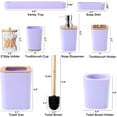 thumbnail image 6 of Light Purple Bathroom Accessories Set, 9 Piece Bathroom Accessory Set with Trash Can,Toothbrush Holder,Toothbrush Cup,Lotion Soap Dispenser,Vanity Tray,Soap Dish,Toilet Brush,Qtip Holder, 6 of 12