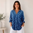 thumbnail image 5 of Nyfairy Plus Size Women's Floral Embossed Print Long Sleeve Button Down Casual Shirt, 5 of 5