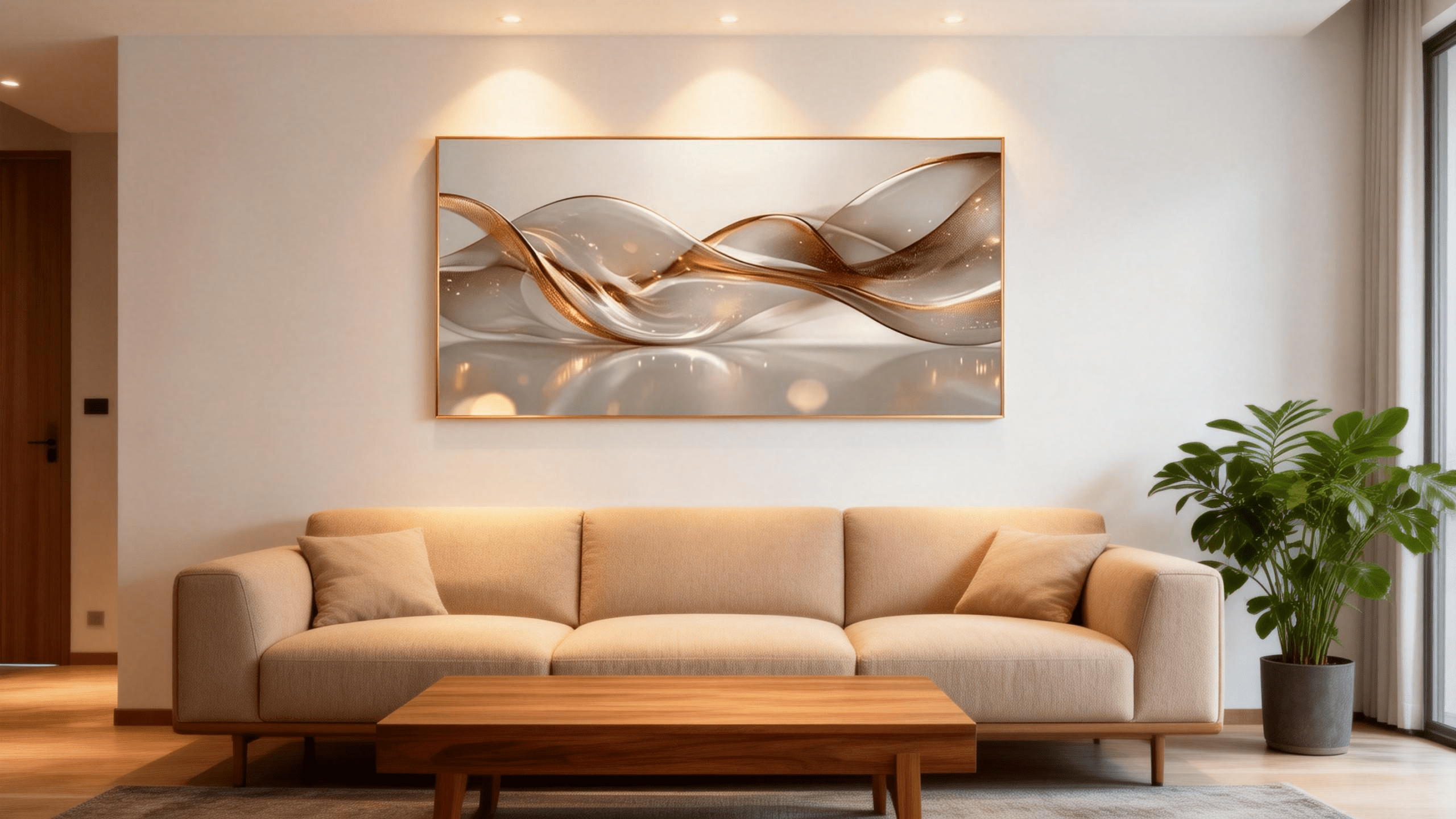 Modern Abstract Canvas Wall Art,Frameless Minimalist Decor, Elegant Metal Accents, Indoor Home Office Bedroom Restaurant Wall Hanging, Summer Winter Decor, Wall Decor