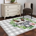 thumbnail image 4 of Grey Easter 3'x5' Washable Rug, Spring Watercolor Bunny Flower Leaf Plaid Non-Slip Area Rugs for Entryway Kitchen Classroom, StainResistant Dorm Throw Carpet, Low Pile Soft Indoor Floor Mat, 4 of 9