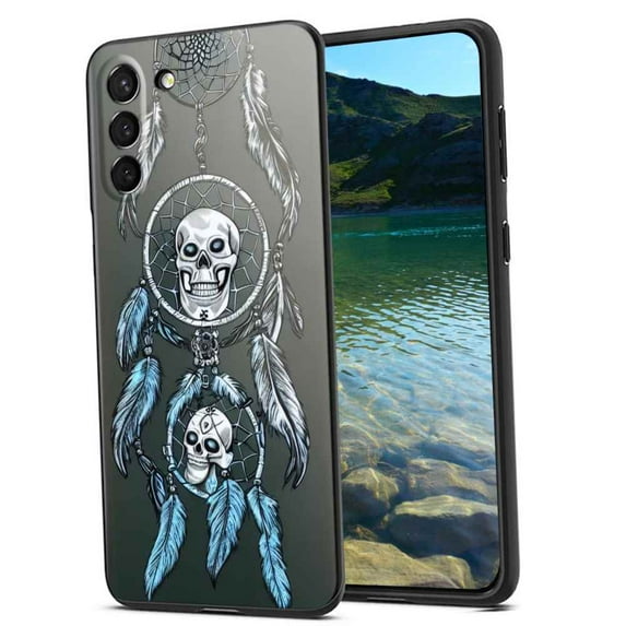 Compatible with Samsung Galaxy S21 Phone Case, Dream-catcher-Skull-1 Case Men Women, Flexible Silicone Shockproof Case for Samsung Galaxy S21