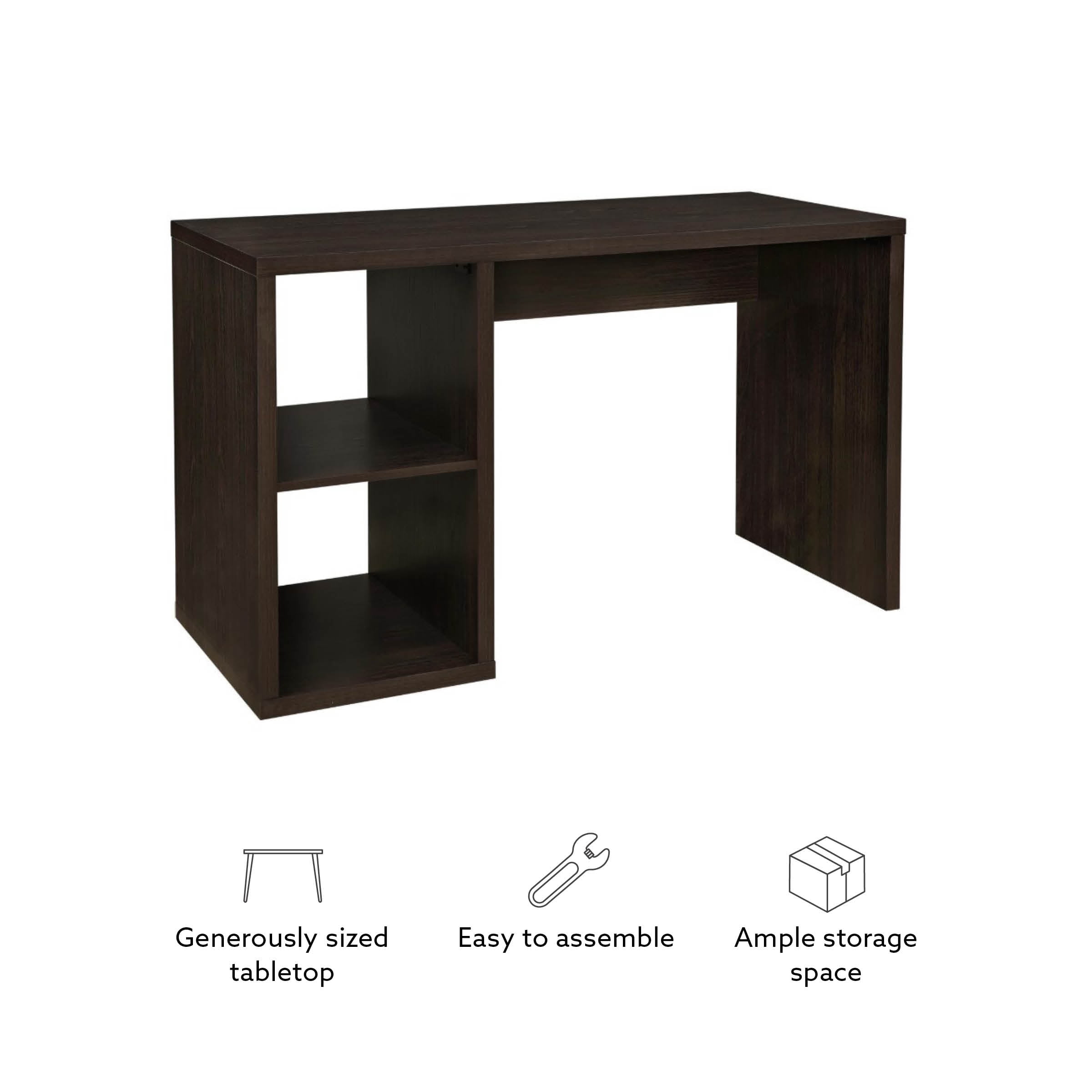 Linon Duhon Transitional Double Cubby Storage Writing Desk, Espresso