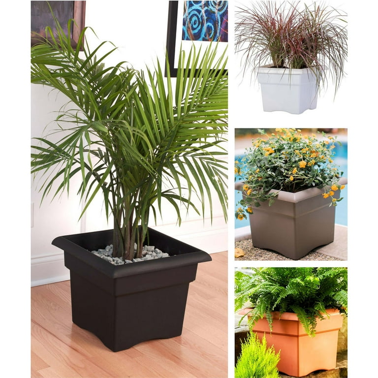 Bloem 14 in. Terra Plant Bowl Planter, Black