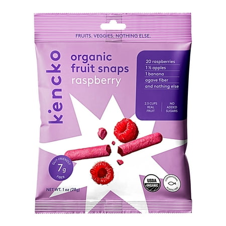 Kencko Raspberry Organic Fruit Snaps, Freeze Dried Fruit Snacks, 1 oz