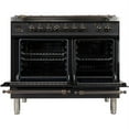 thumbnail image 3 of Ilve UPDN100FDMPMY Nostalgie Series 40 Inch Dual Fuel Convection Freestanding Range, 5 Sealed Brass Burners, 4 cu.ft. Total Oven Capacity in Matte Graphite, Bronze Trim (Natural Gas), 3 of 3