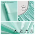 thumbnail image 4 of Ntbay 4 Pieces Silky Satin California King Cooling Soft Bed Sheet Set, Includes 1 Flat Top Sheet, 1 Fitted Sheet with Deep Pocket, 2 Envelope Pillowcase, Light Blue, 4 of 5