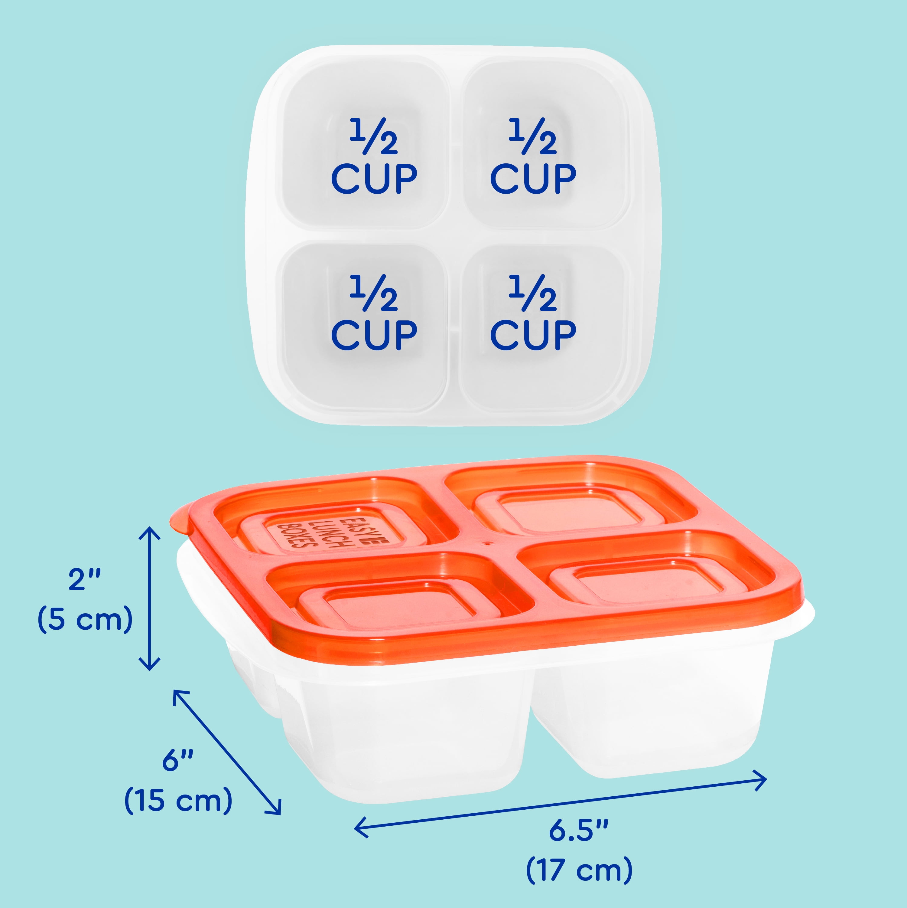 RGNEIN Bento Snack Boxes (4 Pack)- Reusable 4-Compartment Meal Prep  Containers for Kids and Adults, Perfect Food Storage School, Compact  Stackable