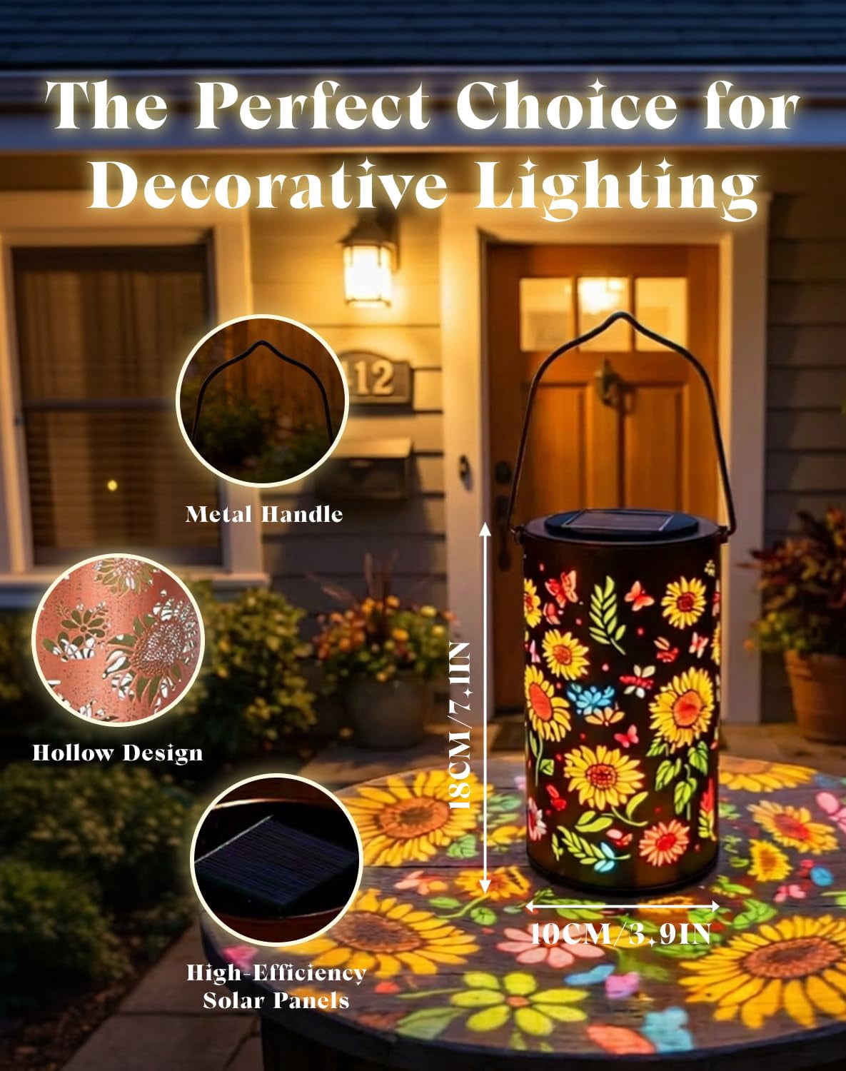 Colorful Sunflower Glow Solar Garden Lantern, 2026 Waterproof Outdoor Solar Powered Hanging Light for Garden, Patio, Pathway Lantern, Let Your Garden Bloom with Light After Sunset