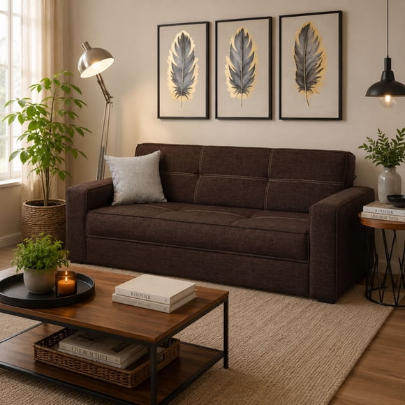SOFA CAMA ENZO CAFE M & E MUEBLES 3 PLAZAS