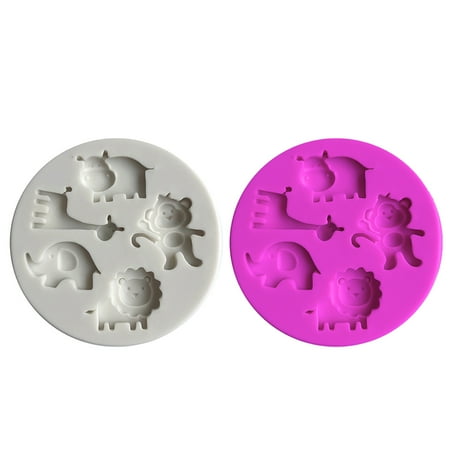 

✪ Fondant Moulds Cookie Mold Cake Decoration Animal Elephant Hippo Monkey Giraffe Lion Shape Silicone Material Baking Gift