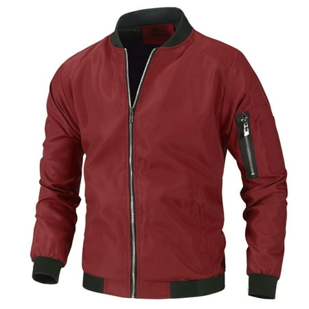 GWAABD Mens Fishing Jacket Male Winter Solid Slit Pocket Jacket Long Sleeve Zipper Fly Pocket Jacket Coat