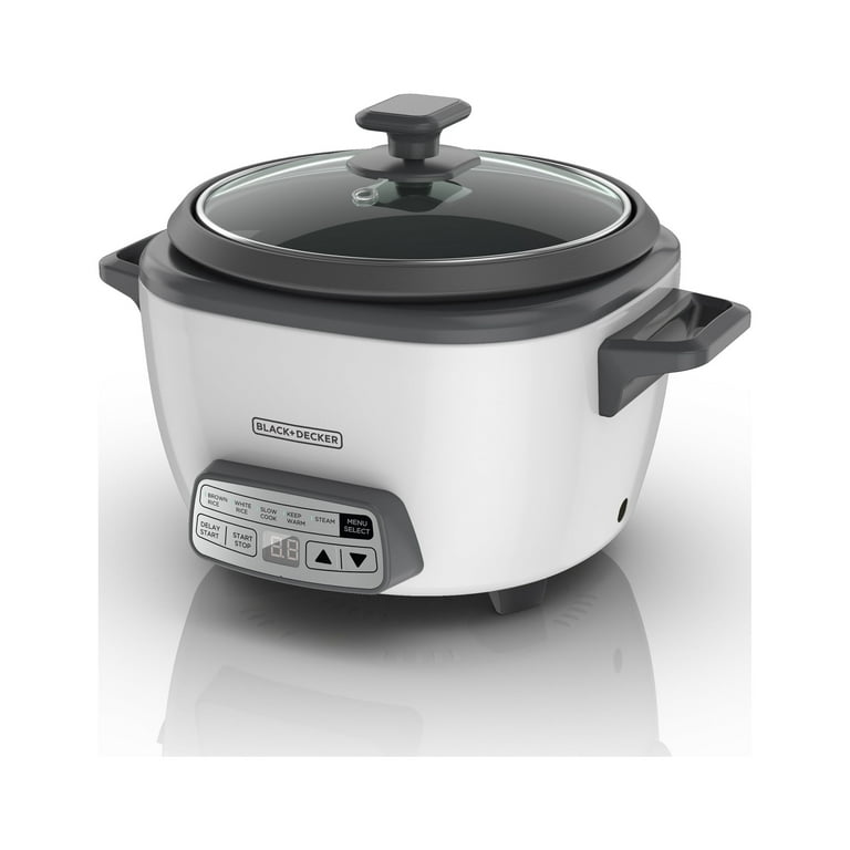 BLACK+DECKER 14-Cup Digital Rice Cooker and Steamer, White, RCD514 