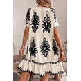 thumbnail image 2 of Women's Apricot Western Print Ruffled Short Sleeve Loose Dress - [ZhiHiMeRi] | (US 20-22)2XL, 2 of 12