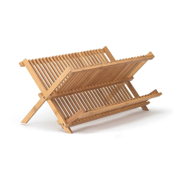 HIC Kitchen Bamboo Folding Dish Drying Rack, 20.5 x 13-Inches