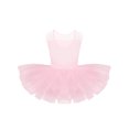 thumbnail image 5 of iEFiEL Kids Girls Sleeveless Leotard Stretch Mesh Splice Ballet Dance Gymnastics Tutu Dress Pink 8, 5 of 7