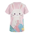 thumbnail image 5 of LSLJS Blouse d'Uniforme de Travail à Manches Courtes Col en V avec Poches, Imprimé Œuf et Lapin de Pâques pour Femmes, 5 of 5