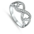 thumbnail image 4 of White Cubic Zirconia Heart Infinity Love Ring .925 Sterling Silver Band Jewelry Female Male Size 8, 4 of 4