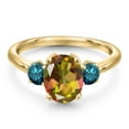 thumbnail image 3 of Gem Stone King 10K Yellow Gold Mango Mystic Topaz and Blue Diamond Engagement Ring for Women | 2.54 Cttw | Oval 9X7MM | Gemstone November Birthstone | Size 8, 3 of 6