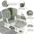 thumbnail image 6 of Gymax Baby Nursery Rocking Chair Glider and Ottoman Cushion Set Wood White Finish with Light Grey Cushions, 6 of 10