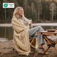 thumbnail image 5 of ROSEKIND Striped Blanket, Premium Faux Fur Touch Ribbed Throw for Sofa and Bed, Cozy Gift for Adults and Friends, 80''x90'', Warm Oatmeal, 5 of 6