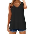 thumbnail image 5 of Pxiakgy Womens Summer Tank Tops Basic Tanks V Neck Sleeveless T Shirts Side Split Solid Color Loose V Neck Sleeveless Sleeveless Solid Color Blouse Business Casual Tank Flowy Tops Black L, 5 of 5