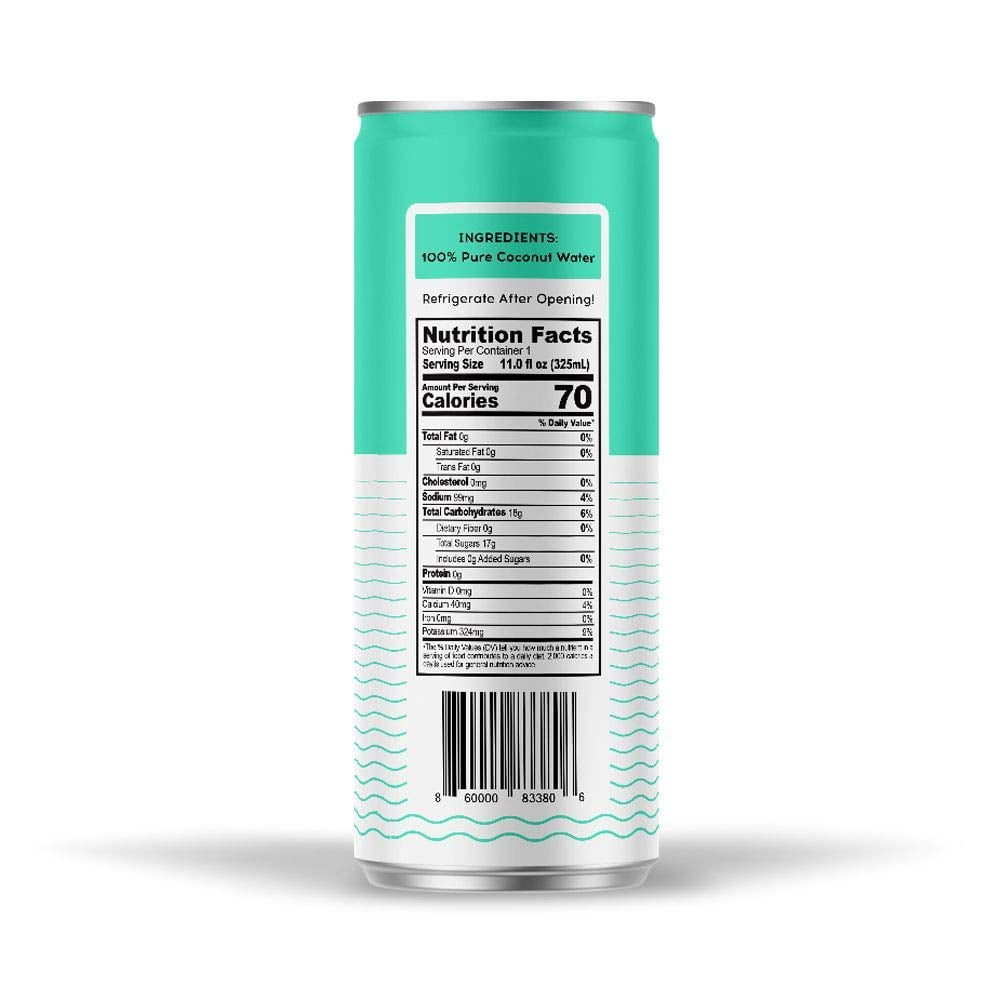 100 Coconuts Pure Coconut Water, Liquid Hydration, 11 fl oz Can