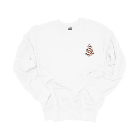 Womens Christmas Sweatshirt Christmas Tree Cake Crest Crewneck Sweatshirt-White-small