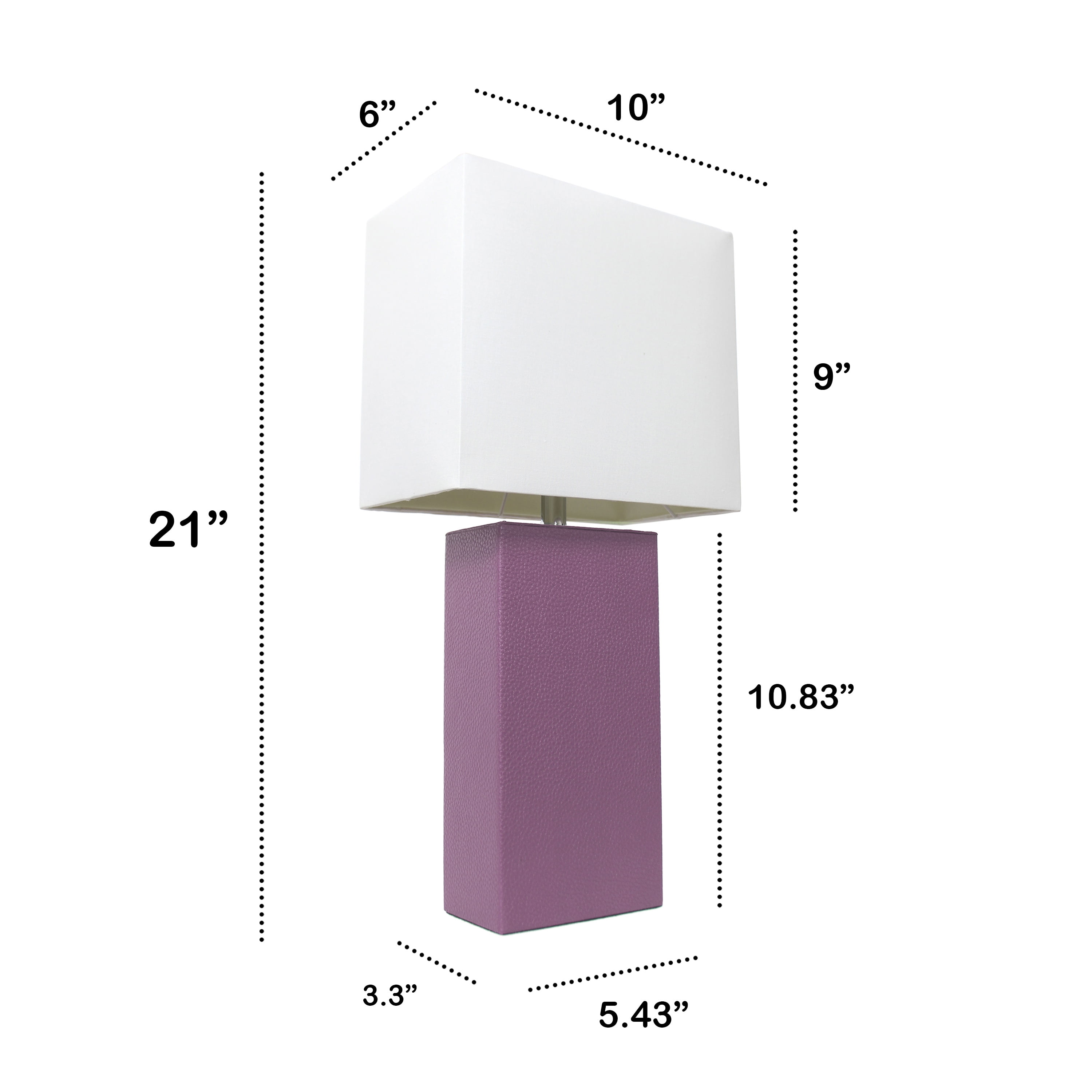 Lalia Home 21" Leather Modern Bedside Table Lamp with LED Bulb, Purple