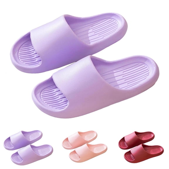 Bixock Bathroom Sandals for Women,Slippers for Women Solid Color Print Thick Soft Sole Indoor Home Bedroom Casual Shoes