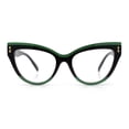 thumbnail image 3 of Womens 2-tone Color Design Horn Rim Cat Eye Clear Lens Fashion Eyeglasses Brown Green, 3 of 8