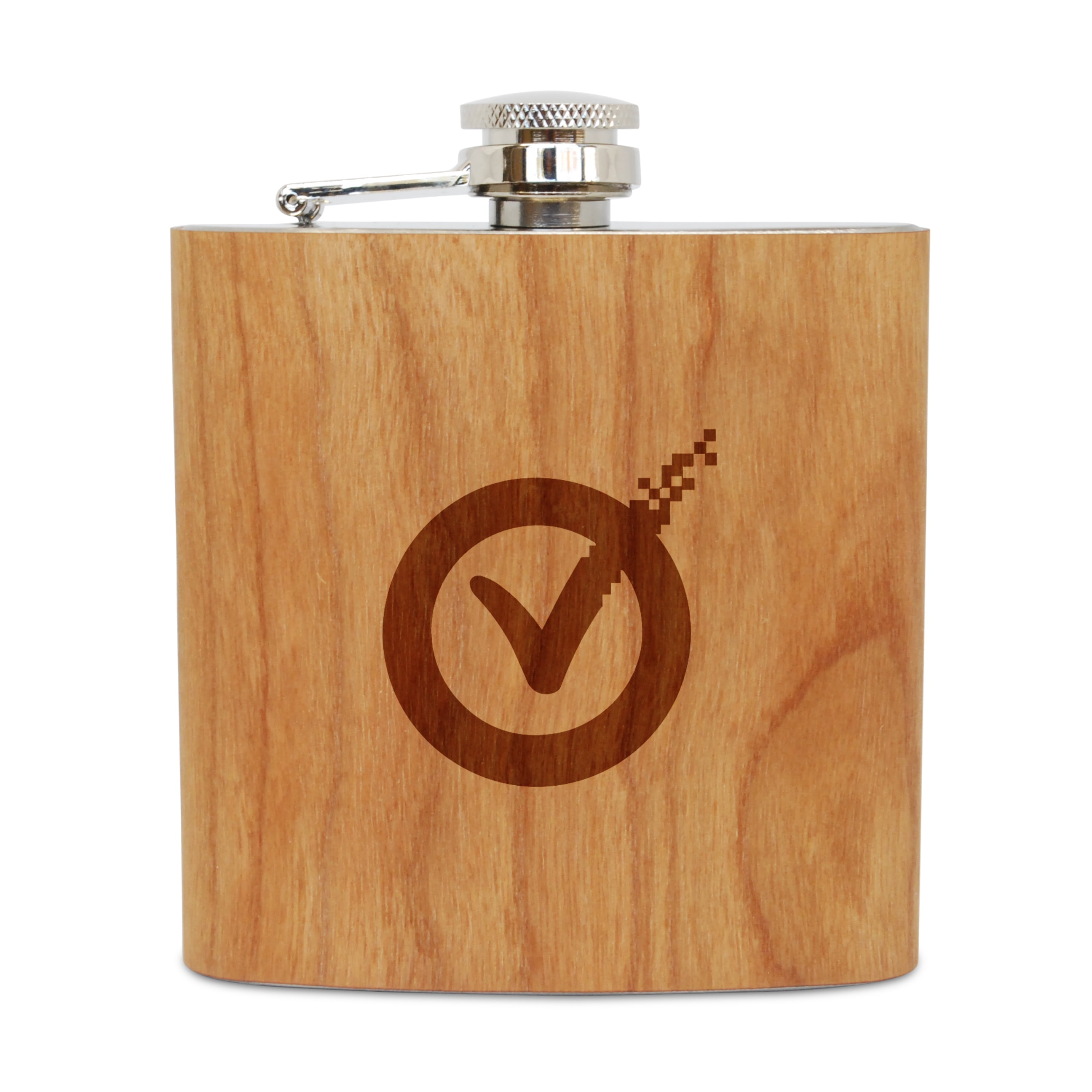 Symantec 6 Oz Wooden Flask (Cherry), Stainless Steel Body, Handmade In Usa by BigSpool Distributors