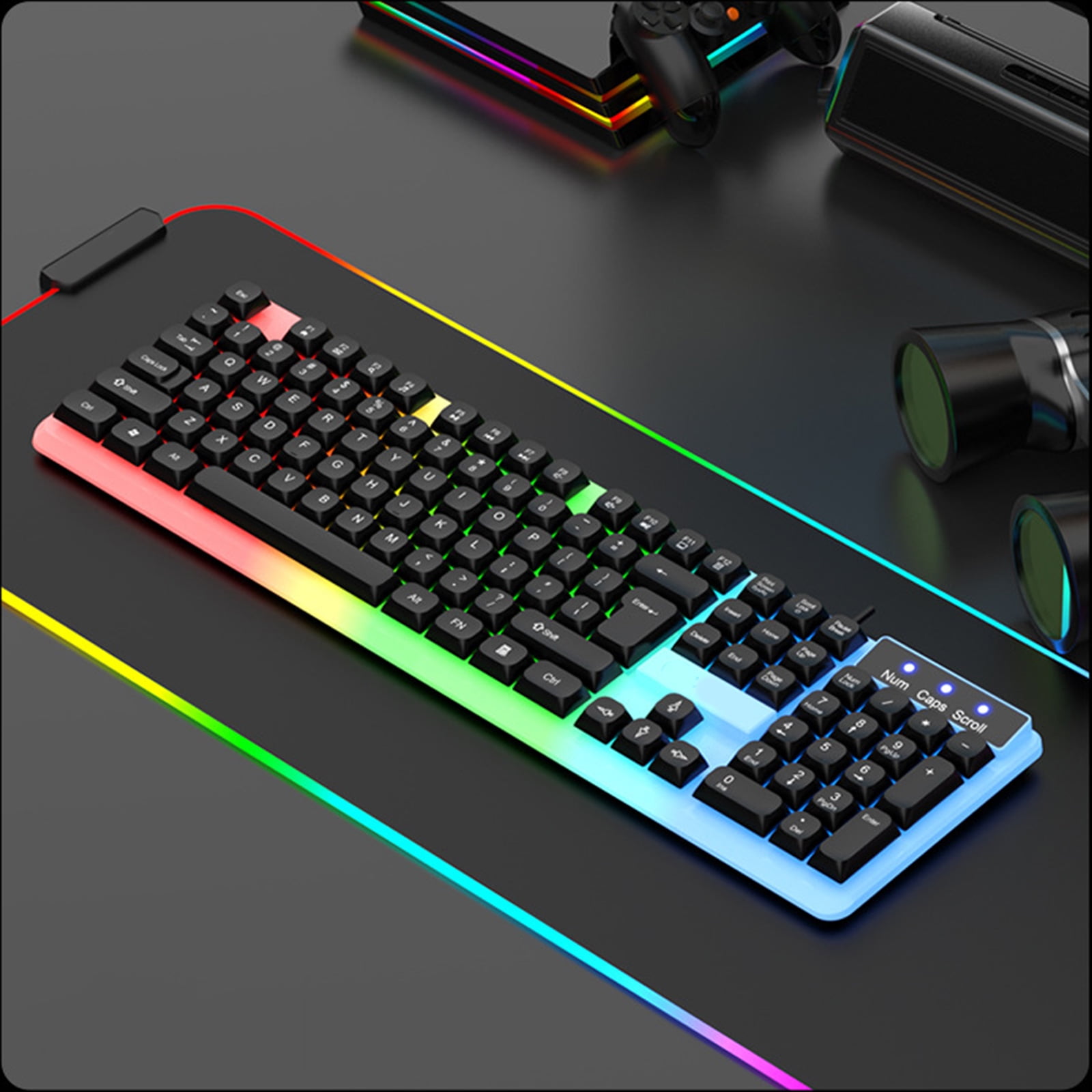 Mechanical Gaming Keyboard with LED Backlit Keyboard 104 Keys Corded Computer Keyboards for Laptop Gaming Work