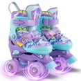 thumbnail image 1 of Babyjoy 4 Sizes Adjustable Quad Skates with Light-up Wheels&Safety Protection for Beginners 7C-9C, 1 of 9