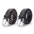 thumbnail image 1 of Cinturón elástico trenzado de 2 piezas para hombres y mujeres, cinturón tejido multicolor, cinturón elástico de lona, 1 of 5