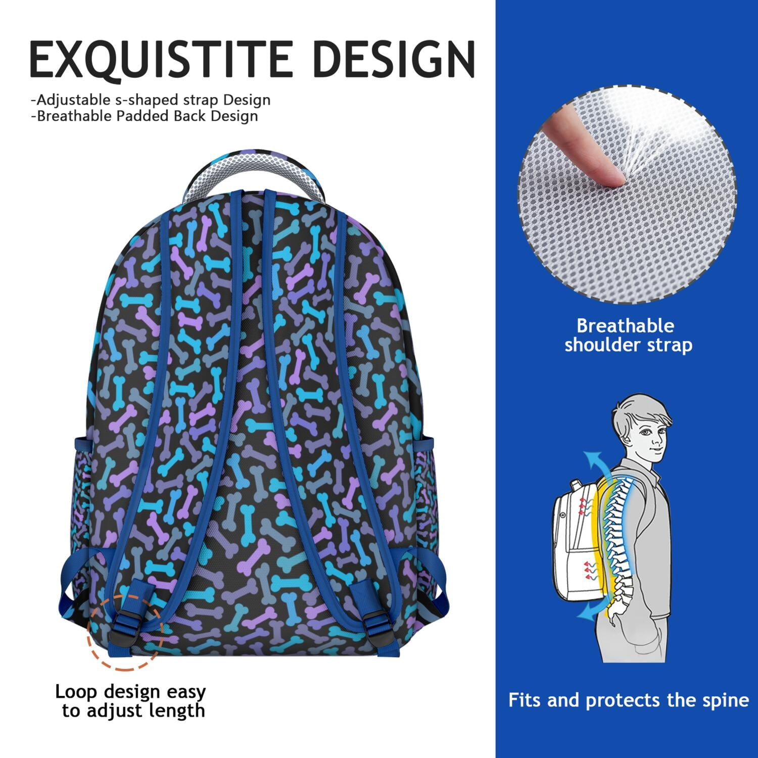 "Pet Themed Backpack with Dog Design - Waterproof Lightweight School Bag for College Students, Cute Laptop Backpack, Multi-Pocket Daypack for Work & Travel"