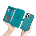 thumbnail image 2 of ELEHOLD for iPhone 14 Pro Flip Leather Wallet Case with Large Capacity 13 Card Slots Zipper Pocket Kickstand Magnetic Detachable Case Crossbody Shoulder Strap Shockproof Protective 6.1 inch,Blue, 2 of 8