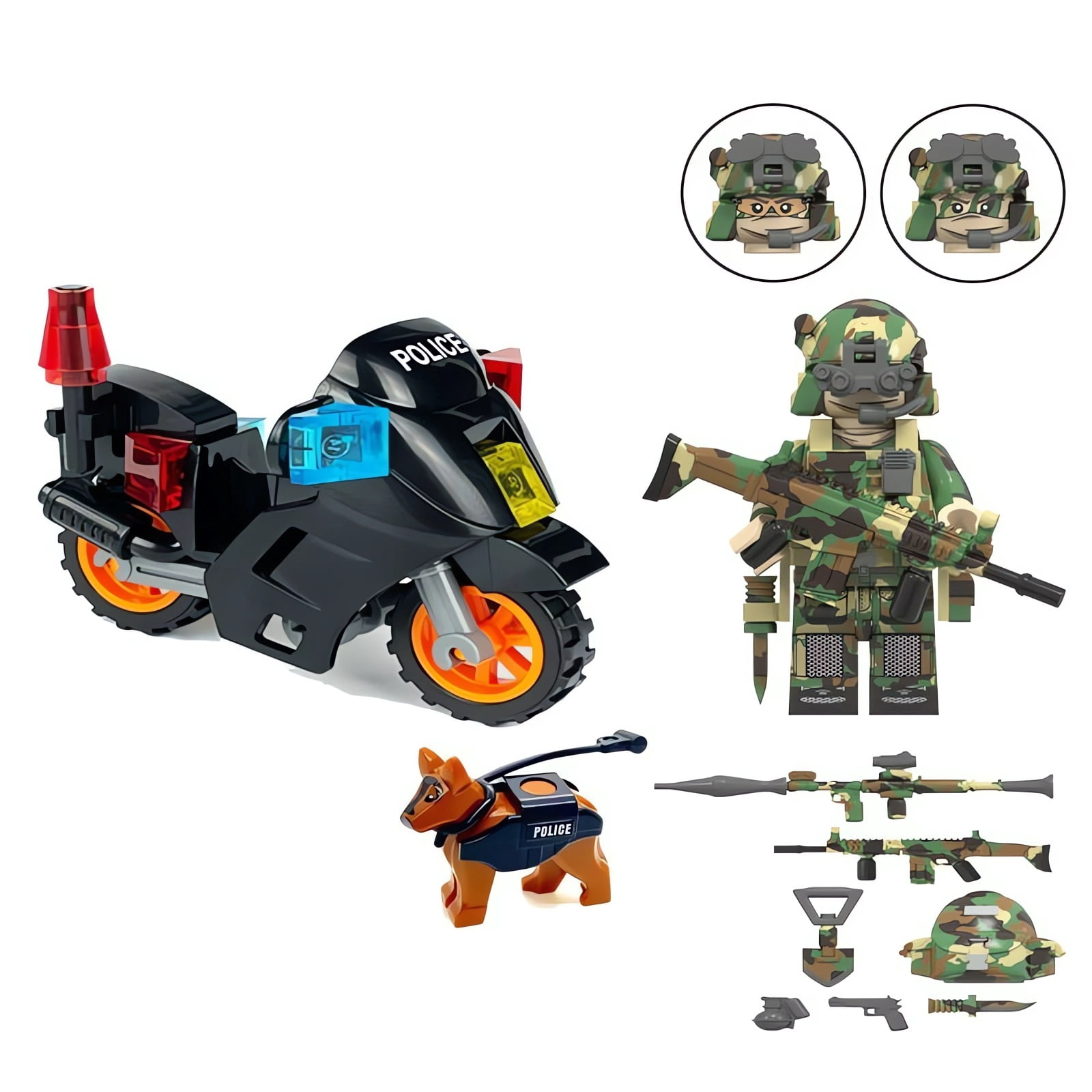 NWJ Building Blocks Toy - Special Forces SEAL Team Minifigure and Motorcycle Set, Perfect Children's Gift