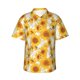thumbnail image 1 of Balery White Marble Pattern Sunflower Camisas hawaianas de manga corta para hombre, camisas playeras de corte holgado, camisas de vacaciones con botones,Large, 1 of 7