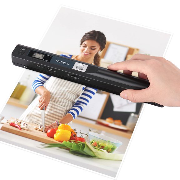 Escáneres portátiles para documentos, recibos, 900DPI, tarjeta de memoria 16G incluida, escáner fotográfico MUNBYN para computadora, computadora portátil. 8.27 "de ancho de escaneo. (Soporte JEPG, PDF