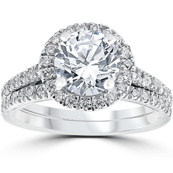 Silvago Jewel 2 Ct Round Cut Lab Created Diamond Ring - 14K White Gold Plated Diamond Wedding Rings - Simple Wedding Anniversary Engagement Rings for Women's - Daughter Wedding Anniversary Gifts