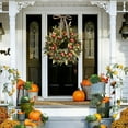 thumbnail image 5 of 20 Inch Artificial Fall Fruit Wreath with Faux Pomegranate and Green Leaves, Summer Grain Harvest Thanksgiving Wreath for Front Door Wall and Home Decoration, 5 of 6