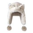 thumbnail image 1 of Gorro de invierno Qarigey con orejeras y pompones para mujer color beige, 1 of 6