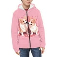 thumbnail image 2 of DISNIMO Corgi Hoodie for Girls Kids Zip Up Heart Hoodie Girls Size 6-7 Girls Hoodies Zipper Sweatshirt Girls Hooded Sweatshirts Boys Children Hooded Jacket Girl Animal Hoodies with Print Pink, 2 of 7