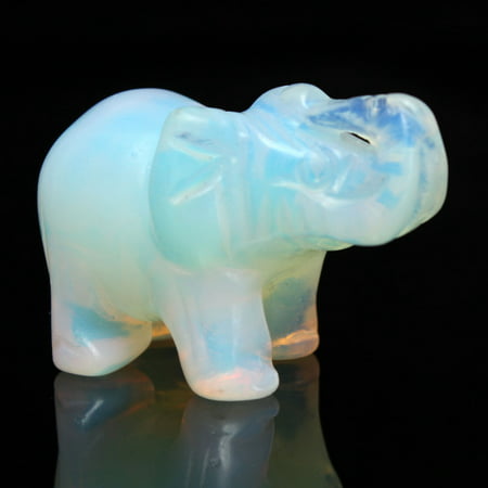 White Sri Lanka Collectibles Moonstone Hand Carved Elephant Opal Gemstone Ornament Craft Christmas Gift